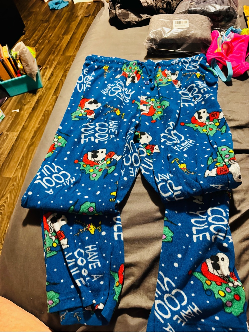 Kids Blue Holiday Snoopy Fleece Pajama Pants - Brand: